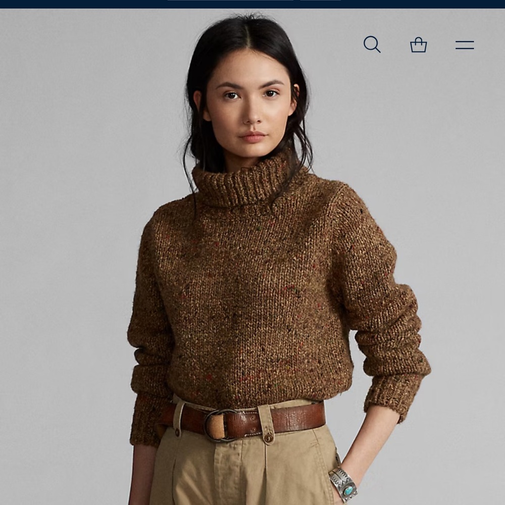 LAUREN RALPH LAUREN- Chunky Turtleneck wool and alpaca blend Sweater. S